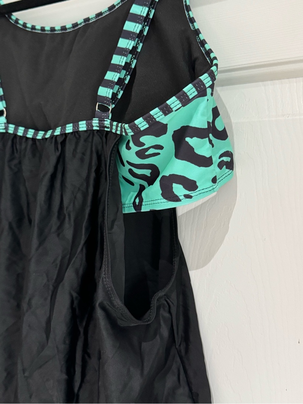 Women’s Black & Teal Leopard Tankini Swim Set - Picture 4 of 16